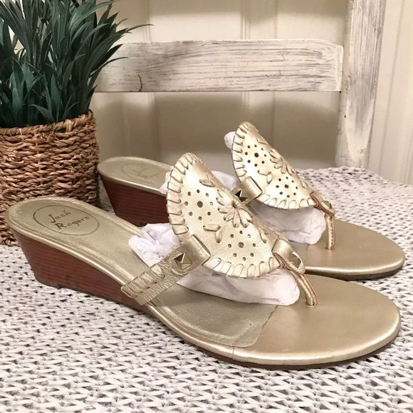 Jack Rogers Devyn Wedge Sandal Gold - Picture 1 of 16